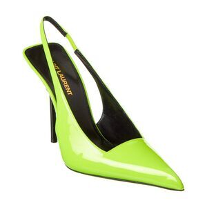 Saint Laurent Kiss 105 Leather Slingback Pump, Yellow